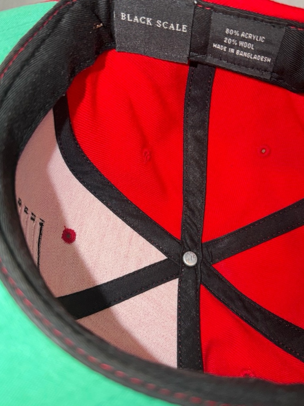 Black Scale Red Snapback Hat with Black & White Flag Patch - Picture 4 of 4
